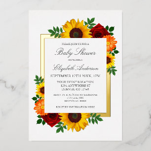 Sunflower Rose Autumn Floral Baby Shower
