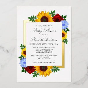 Sunflower Rose Autumn Floral Baby Shower