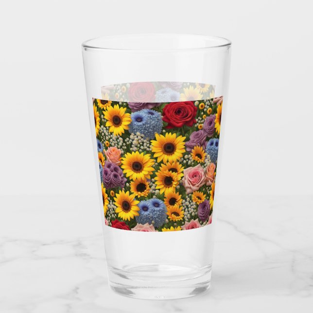Sunflower Rose Bouquet #2 Glass (Front)