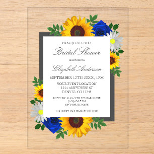 Sunflower Rose Daisy Autumn Floral Bridal Shower Acrylic Invitations