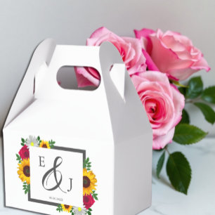 Sunflower Rose Daisy Autumn Floral Wedding Favor Box