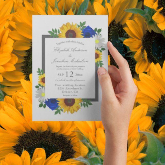 Sunflower Rose Daisy Autumn Floral Wedding Invitation (Creator Uploaded)