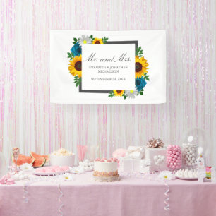 Sunflower Rose Daisy Floral Wedding Banner