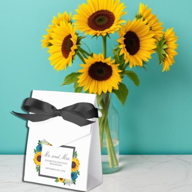 Sunflower Rose Daisy Floral Wedding Favor Box (Creator Uploaded)