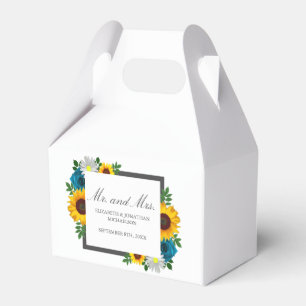Sunflower Rose Daisy Floral Wedding Favor Box