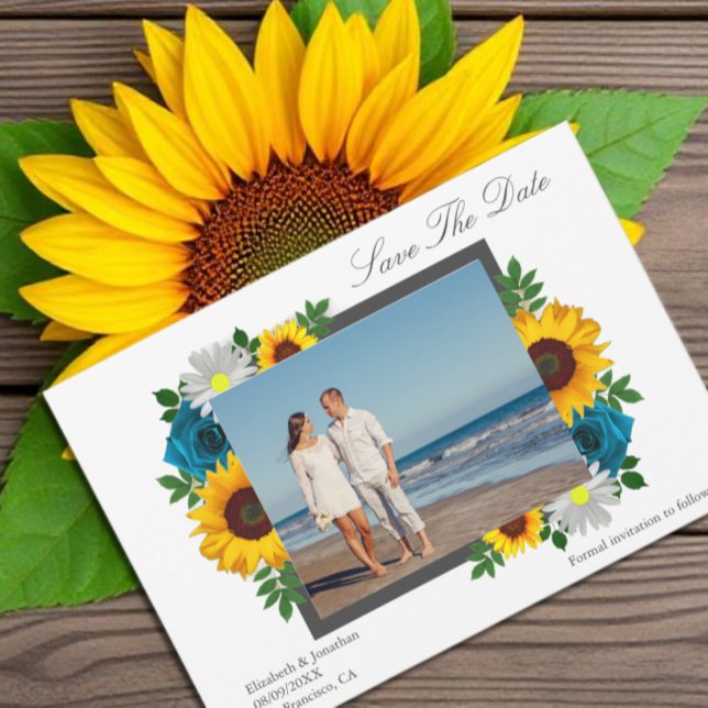 Sunflower Rose Daisy Floral Wedding Save The Date (Creator Uploaded)