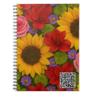 Sunflower Rose Spiral Photo Notebook
