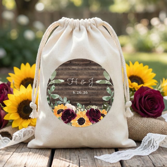 Sunflower Roses Barn Wood Wedding Envelope Seal (Creator Uploaded)