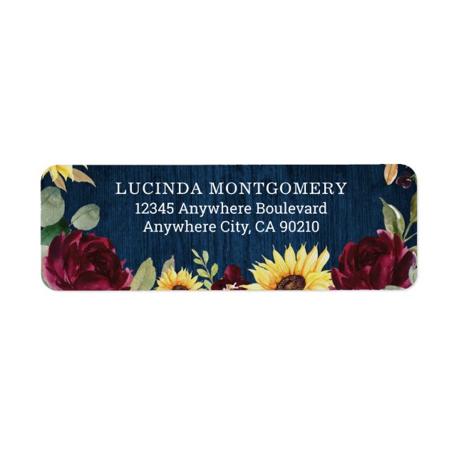 Sunflower Roses Burgundy Red and Navy Blue Wedding (Front)