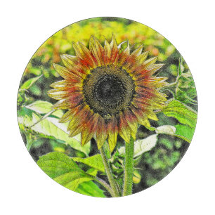 "SUNFLOWER" ROUND GLASS CUTTING BOARD