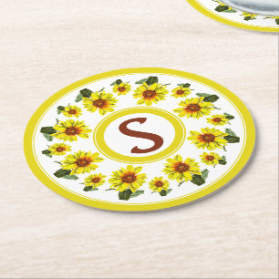 Sunflower Round Paper Coaster