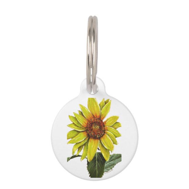 Sunflower Round Pet Tag - Optional Personalization (Front)