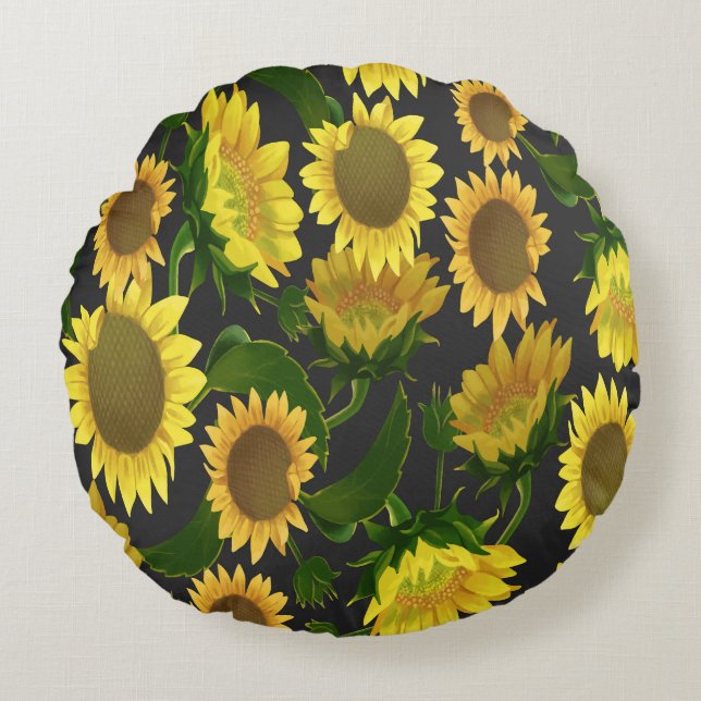 Sunflower Round Pillow (Front)