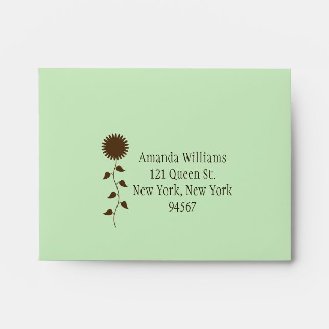 Sunflower RSVP Envelope on Green (Front)