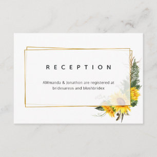 Sunflower Rustic Bridal Shower Reception Enclosure Card