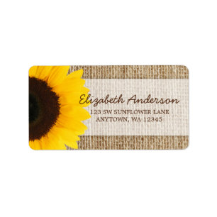 Sunflower Rustic Burlap Address Labels