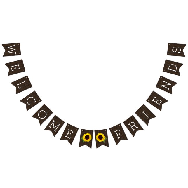Sunflower Rustic Country Barn Wedding Welcome Bunting Flags (All)