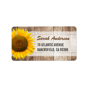 Sunflower Rustic Country Lace Barn Wood Label