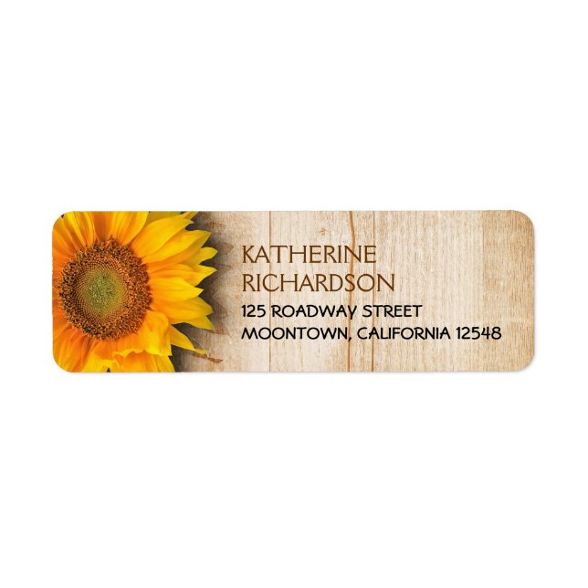 SUNFLOWER RUSTIC COUNTRY RETURN ADDRESS LABELS (Front)