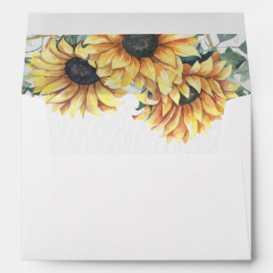 Sunflower Rustic Elegant Geometric Gold Wedding Envelope
