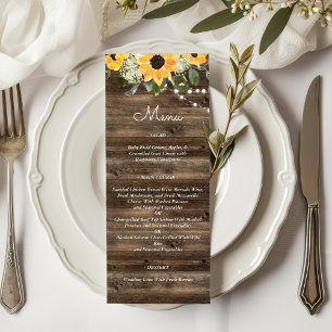 Sunflower Rustic Eucalyptus Wood Wedding Menu