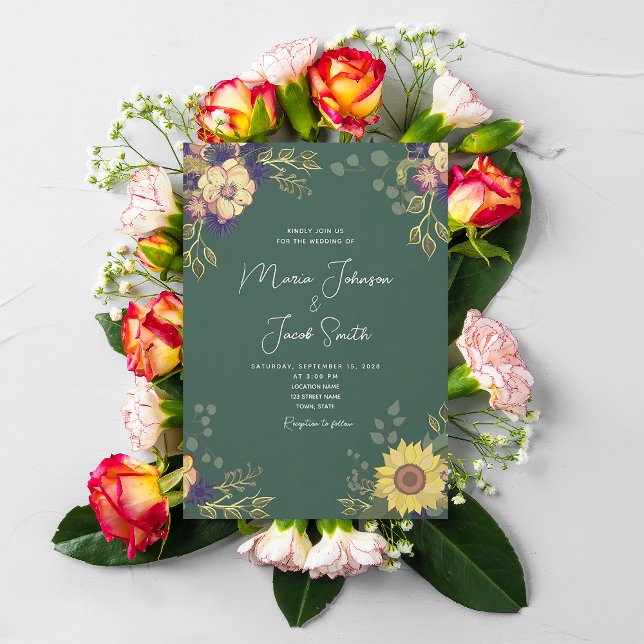 Sunflower Rustic Floral Wedding Invitation (Creator Uploaded)
