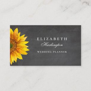 Sunflower. Rustic flower. Chalkboard professional Business Card