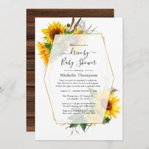Sunflower Rustic Geometric Drive By Shower Invitation