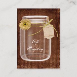 sunflower rustic mason jar Gift registry Cards