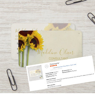 Sunflower Rustic Modern Stylish Gold Business Card