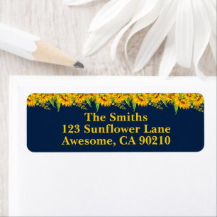 Sunflower Rustic Navy Mariage Adresse de retour La