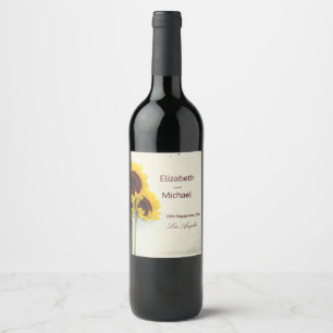 Sunflower Rustic Personal Wedding Wine Label