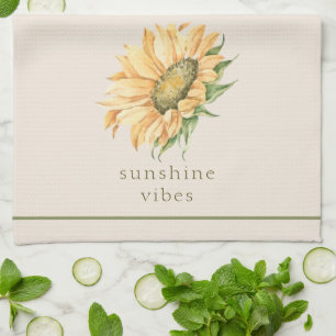 Sunflower Rustic Watercolor Kitchen Towel