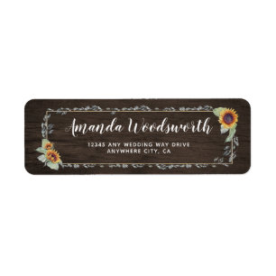 Sunflower Rustic Watercolor Wedding Address Labels