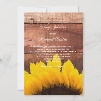 Sunflower Rustic Wedding Invitation