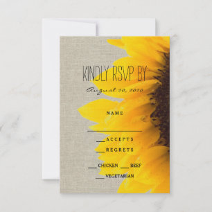 Sunflower Rustic Wedding RSVP Card