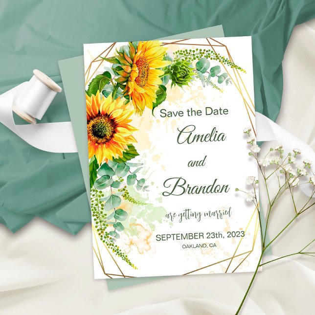 Sunflower Rustic Wedding Save the Date Card (Creator Uploaded)