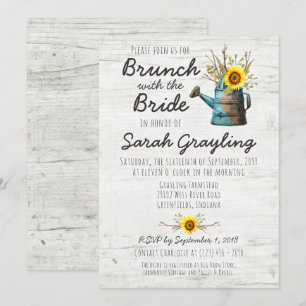 Sunflower & Rustic Wood Bridal Brunch Invitation