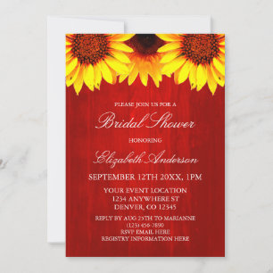Sunflower Rustic Wood Bridal Shower Invitation