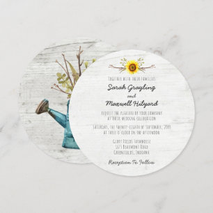 Sunflower & Rustic Wood Farm Faire-part de mariage