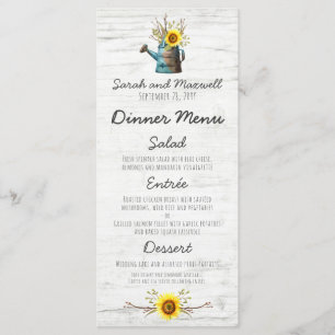 Sunflower & Rustic Wood Farm Wedding Dinner Menu