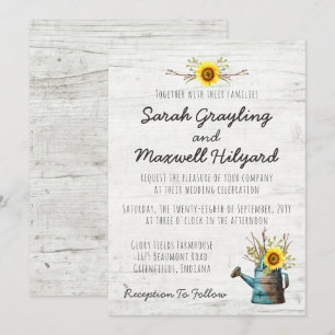 Sunflower & Rustic Wood Farm Wedding Invitation