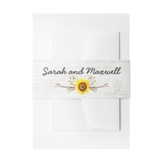 Sunflower & Rustic Wood Farm Wedding Invitation Invitation Belly Band