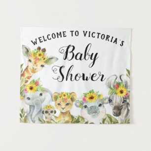 Sunflower Safari Baby Shower Banner Backdrop S Tapestry