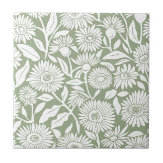 Sunflower Sage Green Minimal Monochrome Tile