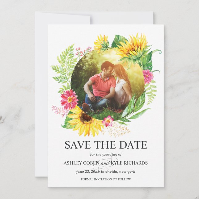 Sunflower Save the Date Card (Front)