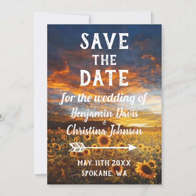 Sunflower Save the Date Cards (Front)