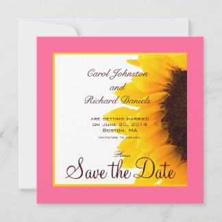 Sunflower Save the Date Cards Pink Yellow