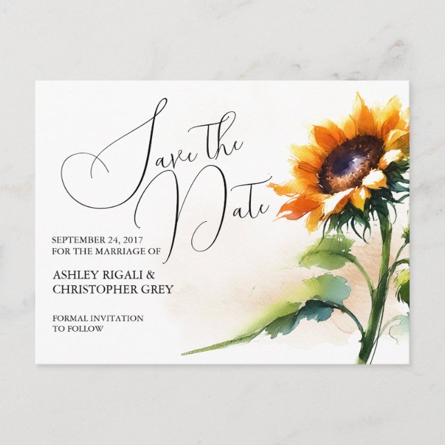 Sunflower Save The Date Postcard (Front)
