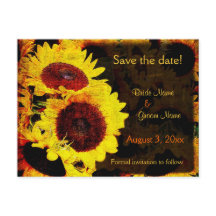 Sunflower save the date postcard
